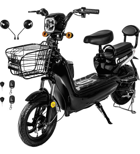 Bicicleta Electrica Canasta Scooter 55 Km/h 3 Velocidades Color Negro