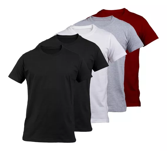 Pack X 5 Remera Basica Hombre Manga Corta Lisa 100% Algodon