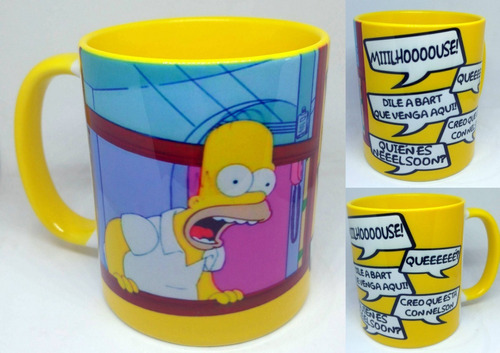 Los Simpsons Taza Milhouse Homero Bart Nelson Amarilla