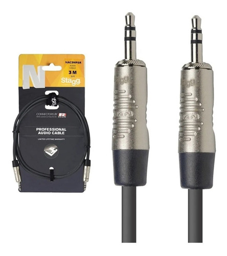 Cable Mini Plug Stereo 3 Metros Profesional Neutrik Stagg