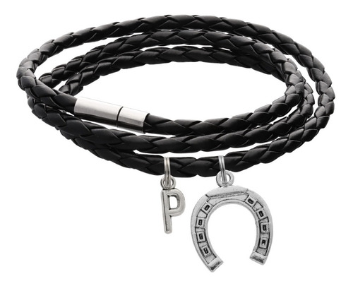 Pulsera Herradura Grande Brazalete Dije Suerte Letra Inicial