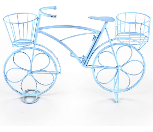 Soporte Metal Vintage Para Bicicleta Acabado Envejecido Azul