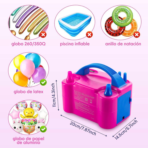 Bomba Para Inflar Globos Eléctrica Portátil Doble Valvulas