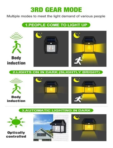 2pz Arbotante Solar Luz Cálida Recargable Batería Sensor