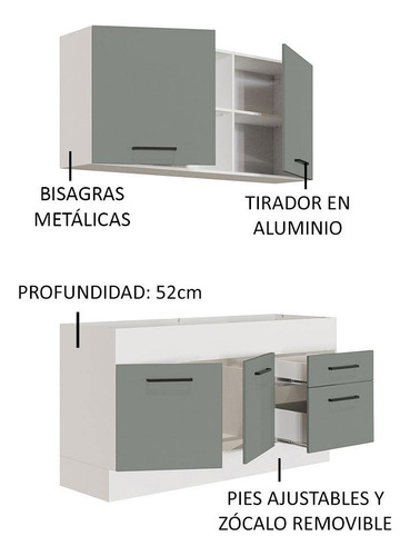 Cocina Integral Completa Modular Madesa Agata 150cm Bg 02