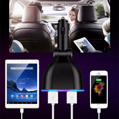 Cargador Doble Usb De 2 Vías Para Encendedor De Coche Negro
