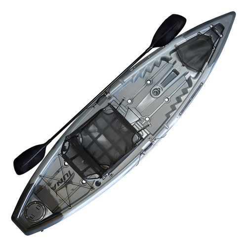 Kayak de pesca Tuna Pro Hidro 2 Eko con remo y silla, color gris con negro