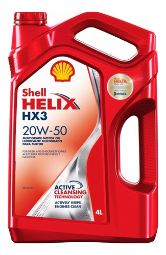 Lubricante Shell Helix Hx3 20w50 - Caja Por 3 Uni. 4 Litros