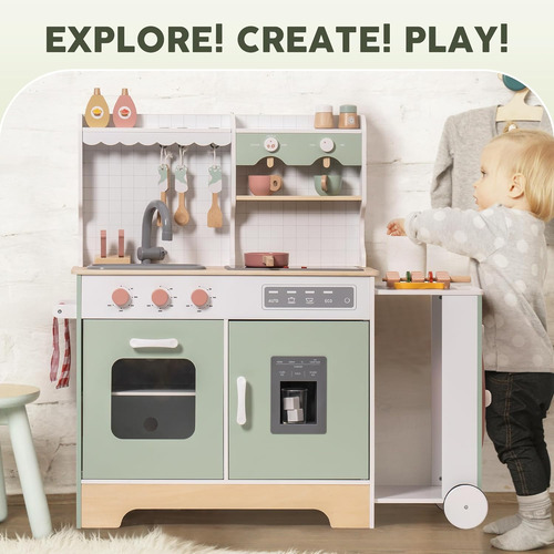 Cocinita Para Niños De Madera C/luz Y Sonido, Robud, Verde