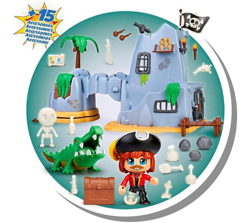 Imagen 6 de 6 de Pinypon Action Playset Isla Pirata C/fig Y Accesorios 15637
