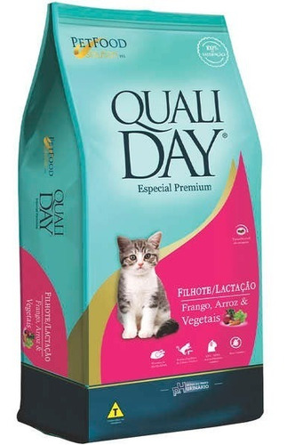 Qualiday Cat Gato Filhote Lactação Frango Arroz Vegetais 1kg