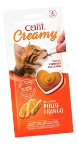 Snacks Premium Para Gatos Catit Creamy Sabor Pollo X 12 Uds