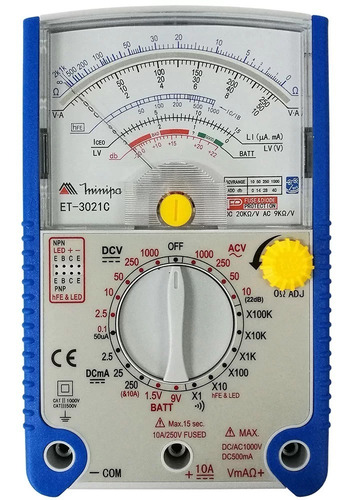 Imagem 2 de 4 de Multímetro Analógico Profissional Minipa Et-3021c