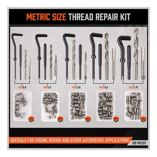 Horusdy 300pc Kit De Reparación De Rosca Métrica Y Sae, Kit