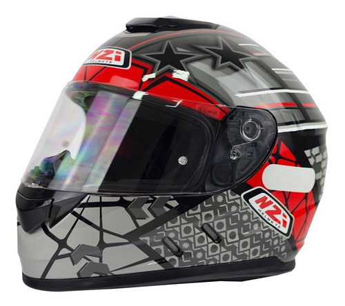 Capacete Nzi Fechado Fusion Flechas Vermelho Cinza