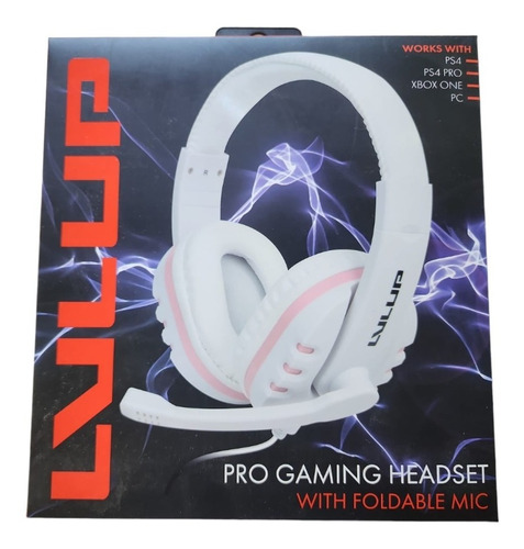 Audifonos Gamer Level Up Blanco Con Rosado