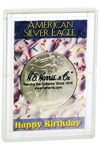 Estadounidense Silver Eagle Caso Feliz Cumpleaños !.
