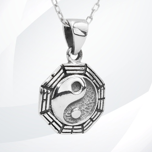 Collar Yin Yang Luz Y Oscuridad Plata Fina + Cadena | M198