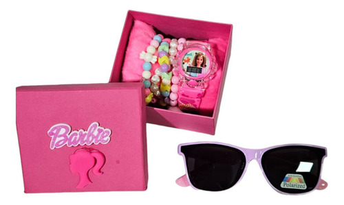Kit Óculos Polarizado Barbie + Pulseira Rosa Barbie + Relógi