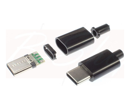 5 Conectores Usb Tipo C Macho 4 Pines Para Soldar | C Negro Negro