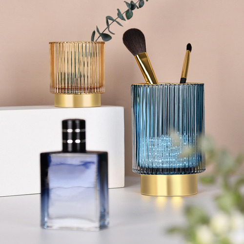 Cilindro Lápiz Pinceles De Maquillaje Titular Arreglo Azul