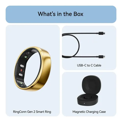 Smart Ring Ringconn Gen 2 Sleep Apnea Monitor Gold Size 6