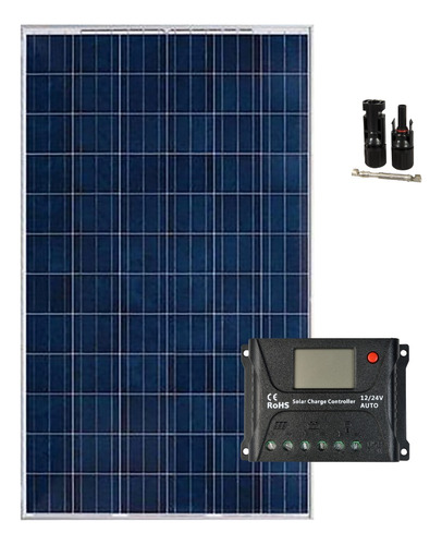 Painel Solar Rs 100w + Mc4 + Controlador De Carga 10a