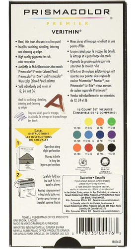 Imagen 2 de 8 de Lapices Prismacolor Premier Verithin 12 Colores Importados