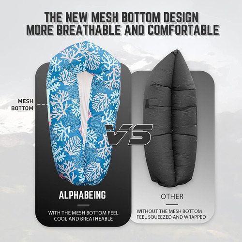 Tumbona Inflable Alphabeing Sofá Portátil Hamaca Aire Hueca Coral Azul Marino