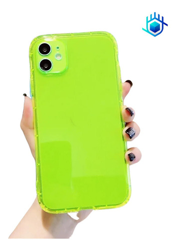 Imagen 5 de 7 de Funda Para iPhone Goma Neon Airbag Resistente Mujer Hombre