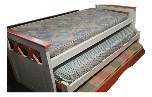 Cama Triple Nido Carro 1 Plaza Con Colchones Blanco Cama Nido (Usado)