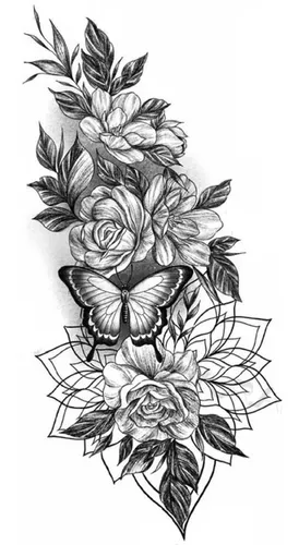 Flores e Borboleta - Tattoo