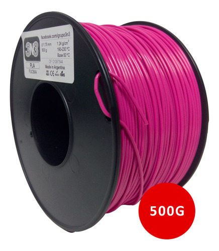 Filamento 3d Pla 3n3 De 1.75mm Y 500g Fucsia