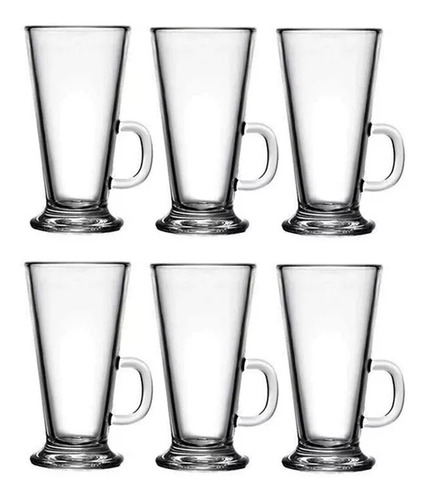 Set X6 Unidades Jarros Submarino Cafe Vaso Vidrio 280ml