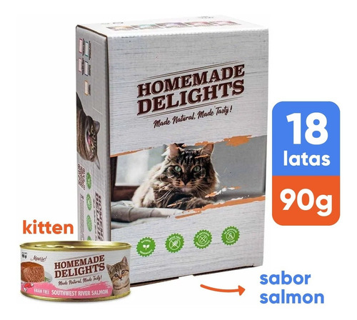 Alimento Humedo Lata Homemade Delights Kitten Pate Salmon