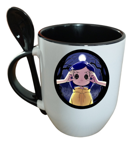 Taza Con Cuchara Coraline Personalizable