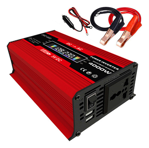 Inversor De Coche De 4000 W, Doble Usb, Onda Sinusoidal Modi