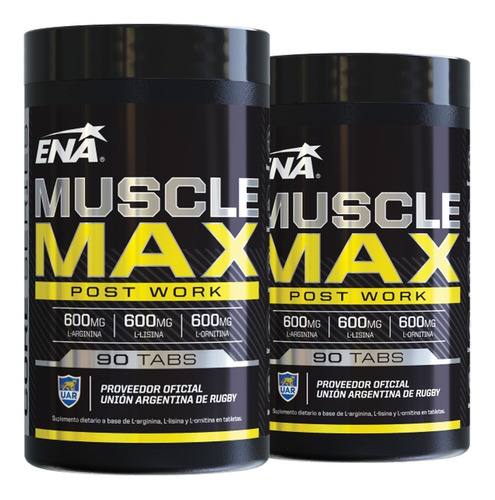 2 Muscle Max 90 Tabletas Ena Arginina Ornitina Lisina