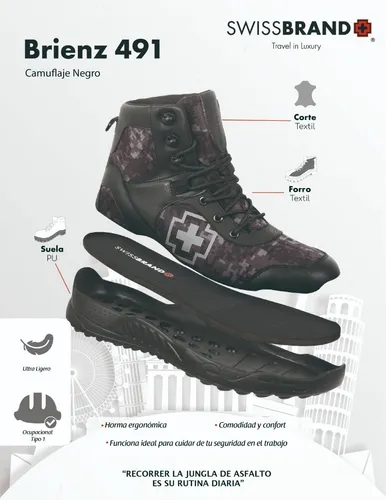 Swissbrand Botas Brienz 491 Lona Forte Negra Under Negra