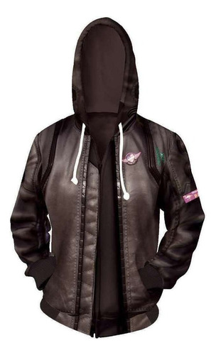 Chaqueta Con Capucha De Temática Cyberpunk En Marrón Oscuro