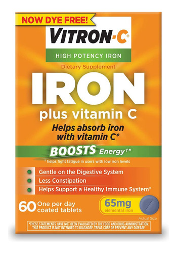 Vitron-c Suplemento De Hierro De Alta Potencia Con Vitamina 
