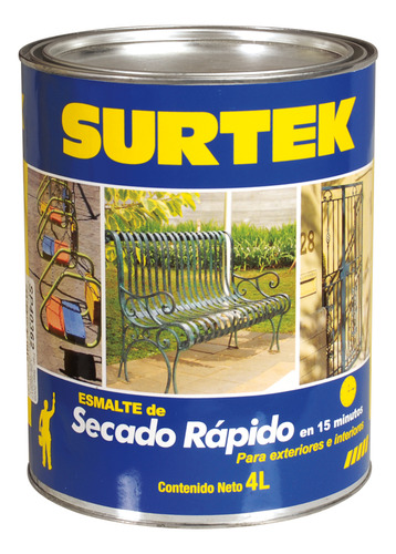 6 Pza Esmalte De Secado Rápido 1 Lt Color Blanco Surtek