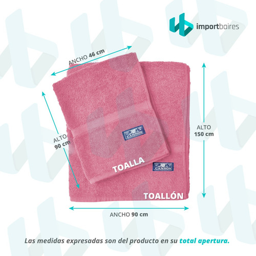 Juego De Toalla Y Toallón Cannon 520 G 100% Algodón - Lima Color Rosa