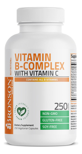 Bronson Complejo Vitamina B Y C 250 Cápsulas Vegetarianas