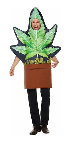 Disfraz De Halloween De Hoja De Marihuana Para Adulto, Traje Divertido De La Mascota De La Maceta De La Hierba