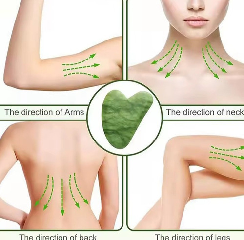 Rodillo De Jade Gua Sha Drenaje Linfático + Locion Facl A.h