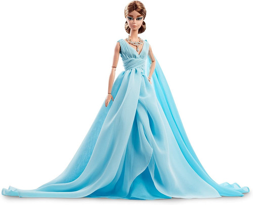 Barbie Fashion Model Collection Blue Chiffon Ball Dress Doll