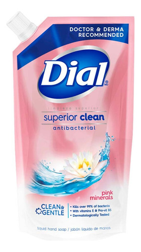 Dial 450ml jabón líquido para manos minerales rosados repuesto 