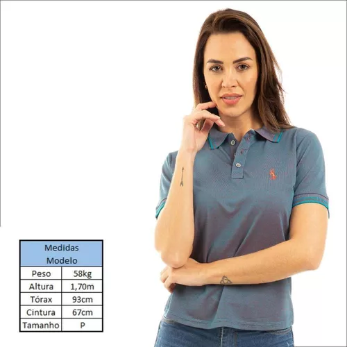 Camisa Polo Feminina U.S. Polo Assn. Piquet Básica U.S. Polo Assn.  Authentic Azul