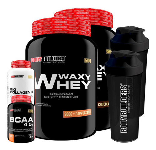 Kit 2 Whey Protein Waxy Bio Colagen Ii Chocolate Cappuccino